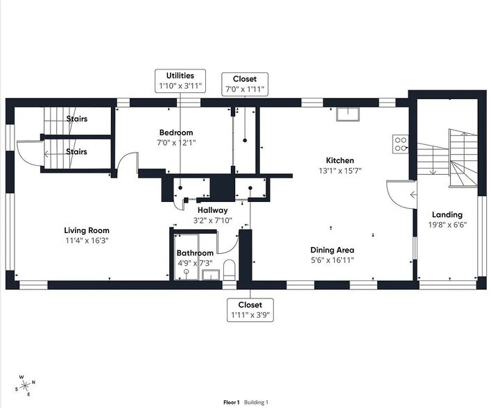 Floor plan - main floor of duplex - 2330 W Palmer St