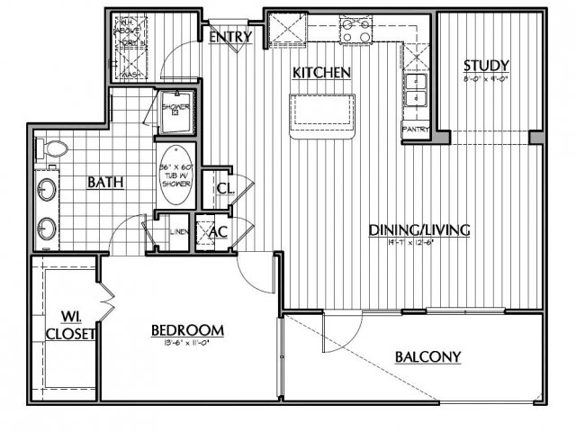 A4 â?? One bedroom, one bath home with 986 s.f. - CityVista Apartments