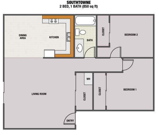 2BR/1BA - Southtowne Apartments