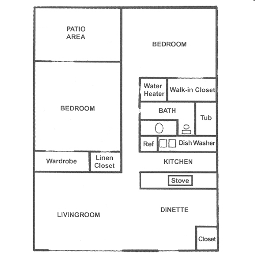 2BR/1BA - Westwood Apartments