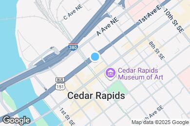 Map image of the property - Pullman Lofts - Downtown Cedar Rapids.  Parking and Utilities Included!
