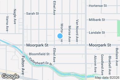 Map image of the property - Stunning Remodeled 4 Bedroom House with Large Front Yard, Garage, Pool & Spa in Studio City!