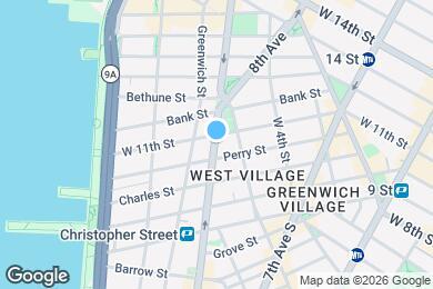 Map image of the property - NO FEE • West Village 1BR • Hudson Street and Perry Street. • Fireplace • Pets OK • Near Multiple...