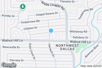 Map image of the property - Polished Northwest Dallas home with quick North Tollway access
