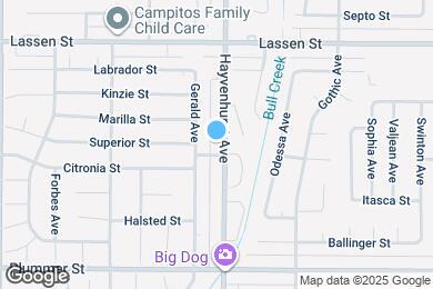 Map image of the property - 9711 Hayvenhurst Ave