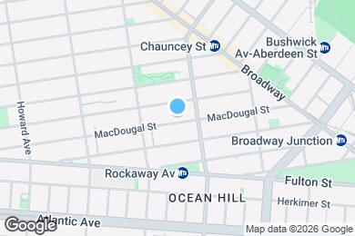 Map image of the property - 2BR 1BA Townhouse Private Garden & In-Unit Laundry on Ocean Hill Bushwick Border