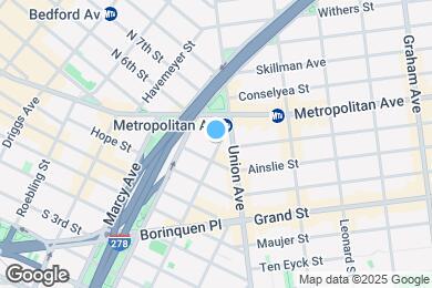 Map image of the property - Stunning, Elegant, 2 Bedroom Right off Lorimer L train, Amazing Roof deck, Gym, Great Location!