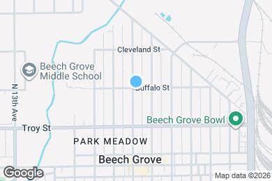 Map image of the property - Beech Grove Downtown 3 BR/2BA single family home for rent, large deck and fenced yard with livabl...