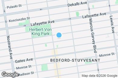 Map image of the property - 2BR 2BA Sunny Bedstuy Duplex w/ Backyard By Herbert Von King Park