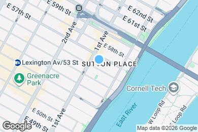 Map image of the property - E 56th St | Sutton Place | 1BR / Flex-2 / 1BA | Avail June 1 | Doorman | Laundry | NO Broker's Fees!