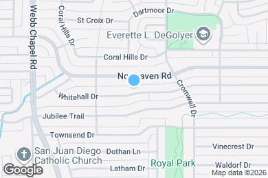 Map image of the property - Bright Northwest Dallas home on large quarter-acre lot