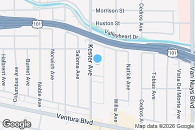 Map image of the property - Modern 3 Bed, 2 Bath Condo for Lease – 1,320 Sq Ft – Prime Sherman Oaks Location
