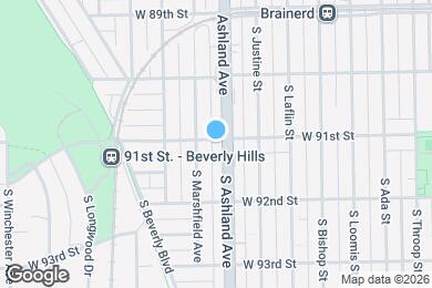 Map image of the property - 9100 S Ashland Ave
