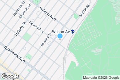 Map image of the property - Modern Bushwick 2-bedroom, 2.5-bath duplex with private garden, deck, and finished recreation room —